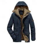 Fall & Winter Plain Fashion Streetwear Hooded Regular Pocket Fleece Jacket