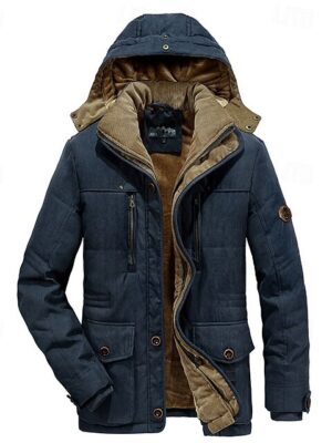 Fall & Winter Plain Fashion Streetwear Hooded Regular Pocket Fleece Jacket