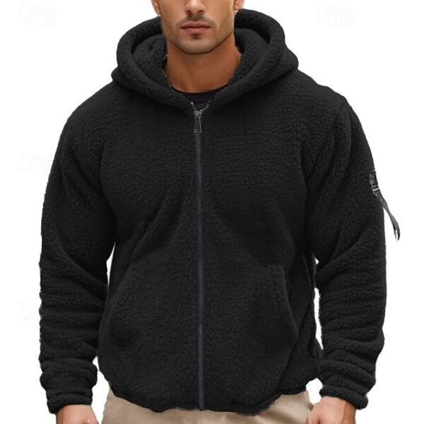 Men's Hoodie Zip Sweatshirt Fleece Hoodie Black Hooded